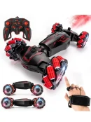 Hand motion control toy car with remote, gesture wristband, LED wheels, and spray function for kids birthday gift Pakistan.