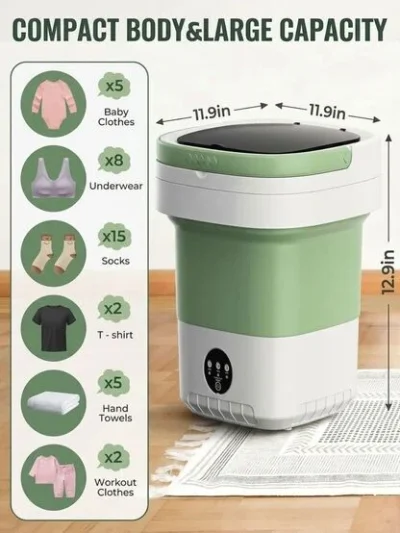 Compact 20 Litre portable spinner washer washing baby clothes, underwear, and socks safely.