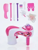 Complete electric hair styling kit for kids with comb, clips, and automatic braider tool for easy styling.