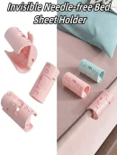 Safe needle free bed sheet holder open clip mechanism for safe bedding setup without tearing fabric.