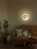 Living room wall hanging LED light creating cozy mood lighting for bedroom and lounge decor.