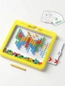 Non-toxic magnetic dot board featuring guided pattern cards for preschool fine motor skills toy training.