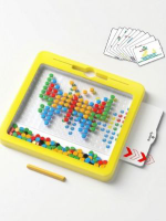 Non-toxic magnetic dot board featuring guided pattern cards for preschool fine motor skills toy training.