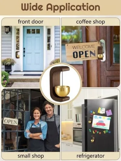 No drill magnetic entry alert bell mounted on shop entrance glass door and home refrigerator door.