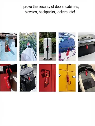 Red smart padlock on lockers, backpacks, suitcase and toolbox, a school locker smart fingerprint lock for students.
