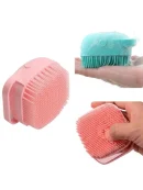 Soft silicone soap fillable bath brush for gentle skin exfoliation during everyday bath routines.