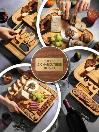 Friends enjoying a premium acacia wood cheese platter, making it a top housewarming gift ideas for new home in Pakistan.